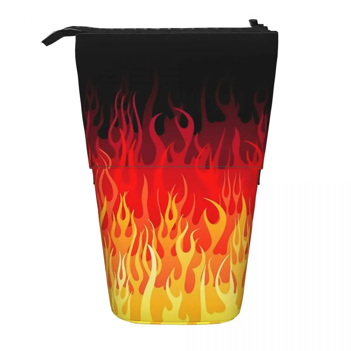 Red Hot Rod Flame On Edge Black Background Reversible Pencil Cases Pen Holder StoragePencil Bag for Boy Girl School
