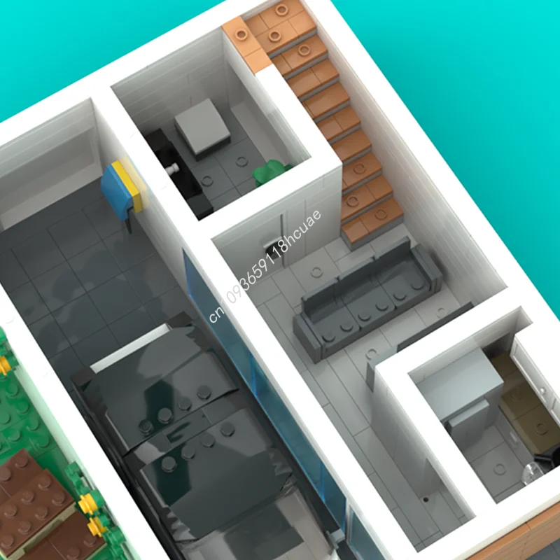 1229 قطعة MOC منزل الأسرة الحديثة وحدات نموذج اللبنات البناء هدية الكريسماس تجميع لعبة التعليم الإبداعي للأطفال #2