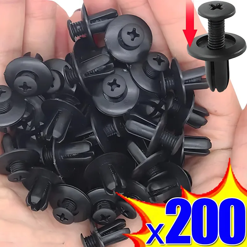 Lots Black Plastic Rivet Screws Universal Car Trunk Roof Trim Panel Fastener Clips Bumper Fender Rivets Fastener Push Pin Clip