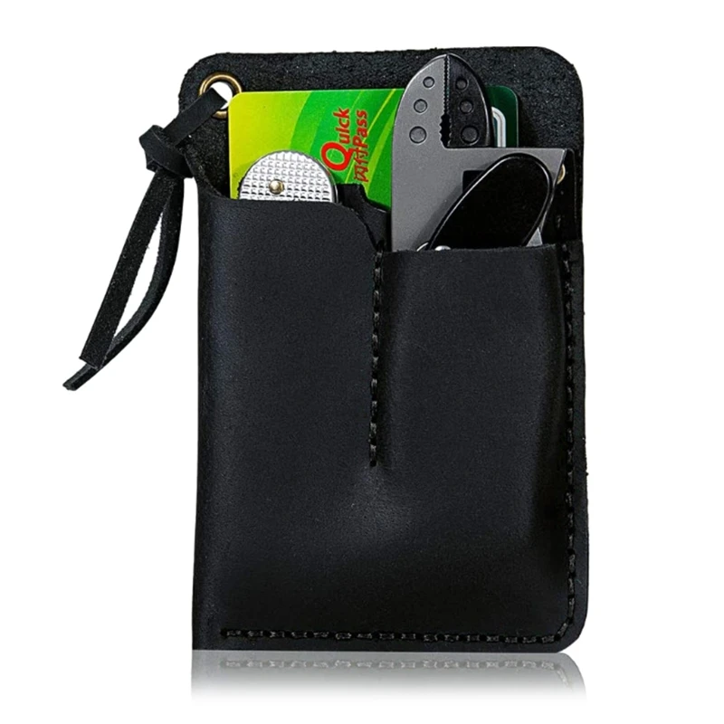 Portable Men Leather EDC Organizer Sheath Handmade Tool Pouch Holster for Case Bag Birthday Gift for Men Women Black/Bro