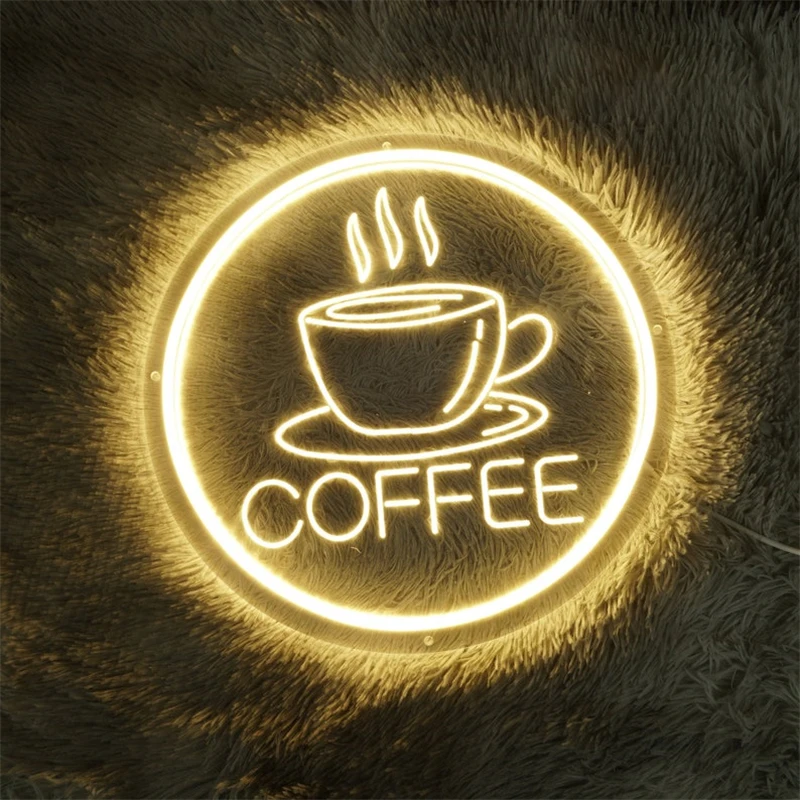 Coffee Neon Sign 3D Carving Acrylic Neon Light Custom Business Neon Signs LED Neon Light For Cafes Restaurant Shop Room Decor