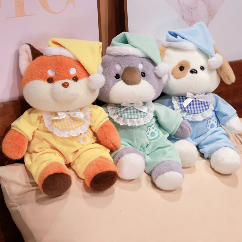 1pc 40CM Lovely Fox Dog Koala with Hat Clothes Plush Toys Cute Plush Animal Pillow Stuffed Soft Toy Accompany Gift Toy