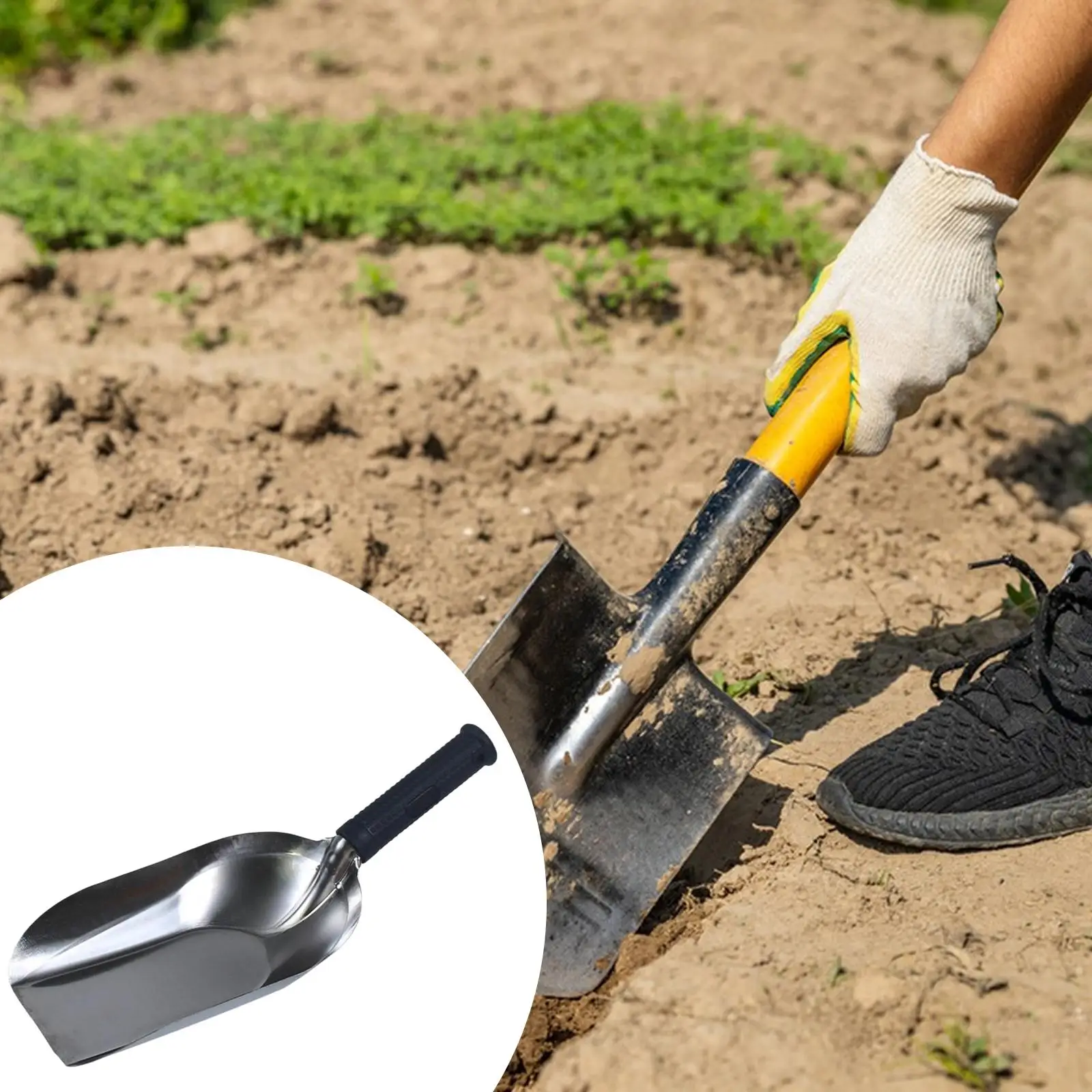 Garden Scoop Multipurpose Gardening Tools Sturdy with Ergonomic Handle for Find Vegetables Farm Loosening Soil Mixing Cement