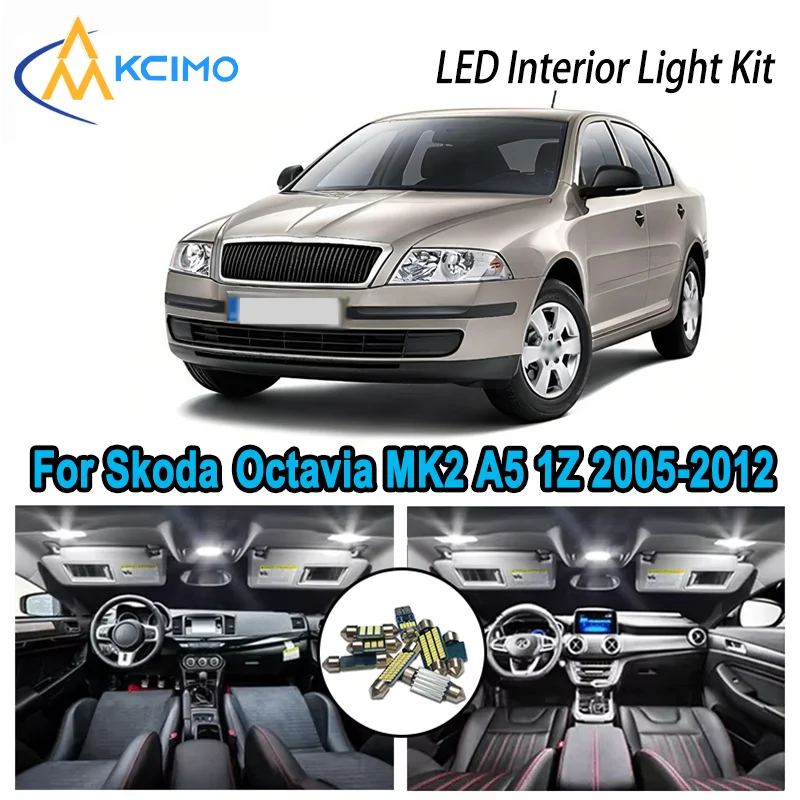 

High-Quality LED Interior Kit for Skoda Octavia MK2 1Z A5 2005-2012 2006 2007 Premium Error-Free Dome Map Trunk Automotive Lamps