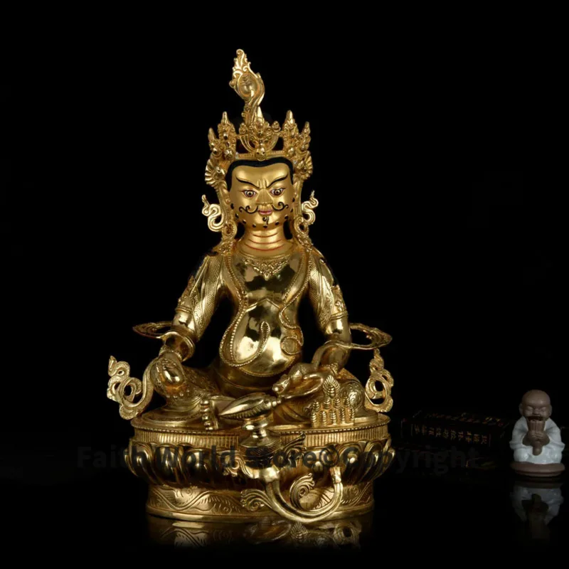 

48 cm LARGE # HOME hall efficacious Protection Talisman Huge gold-plated gilt Yellow Jambhala God of money buddha statue