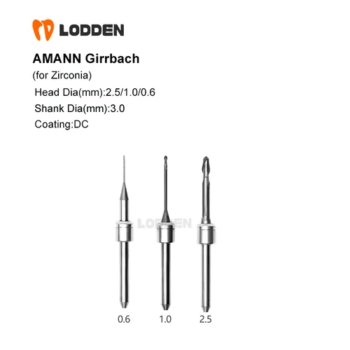 Amann Girrbach para fresas de laboratorio Dental de Zirconia DC/DCG/DLC D3 taladros de Material de molienda 2,5 1,0 0,6 0,3 1,2 herramientas de extremo plano