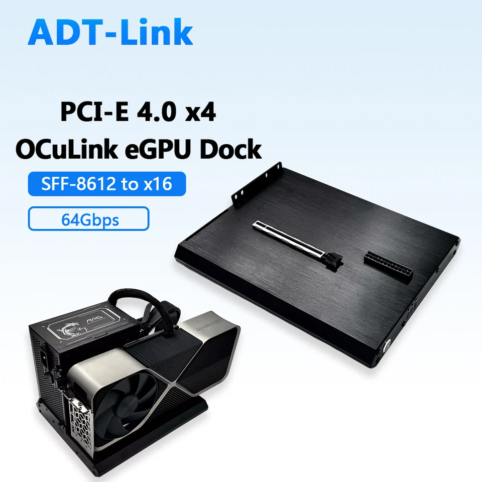 GPU ドッキング ステーション、Oculink対応 未使用 OCuLink eGPUドック PCIe 4.0 X4 64Gbps SFF-8612 to X16 RTX4090