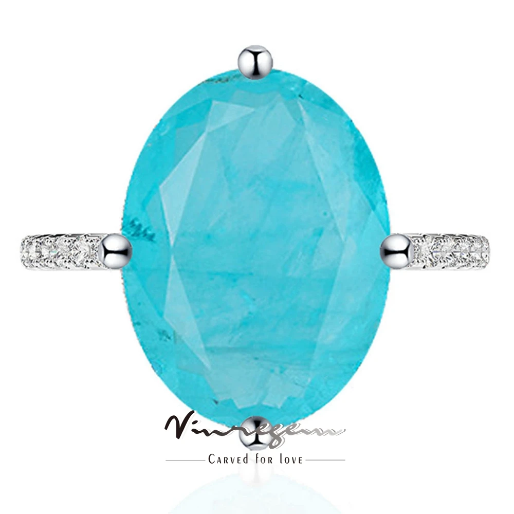 

Vinregem 8CT Oval Paraiba Tourmaline Emerald Citrine Gemstone Cocktail Party Ring For Women Vintage 925 Sterling Silver Jewelry