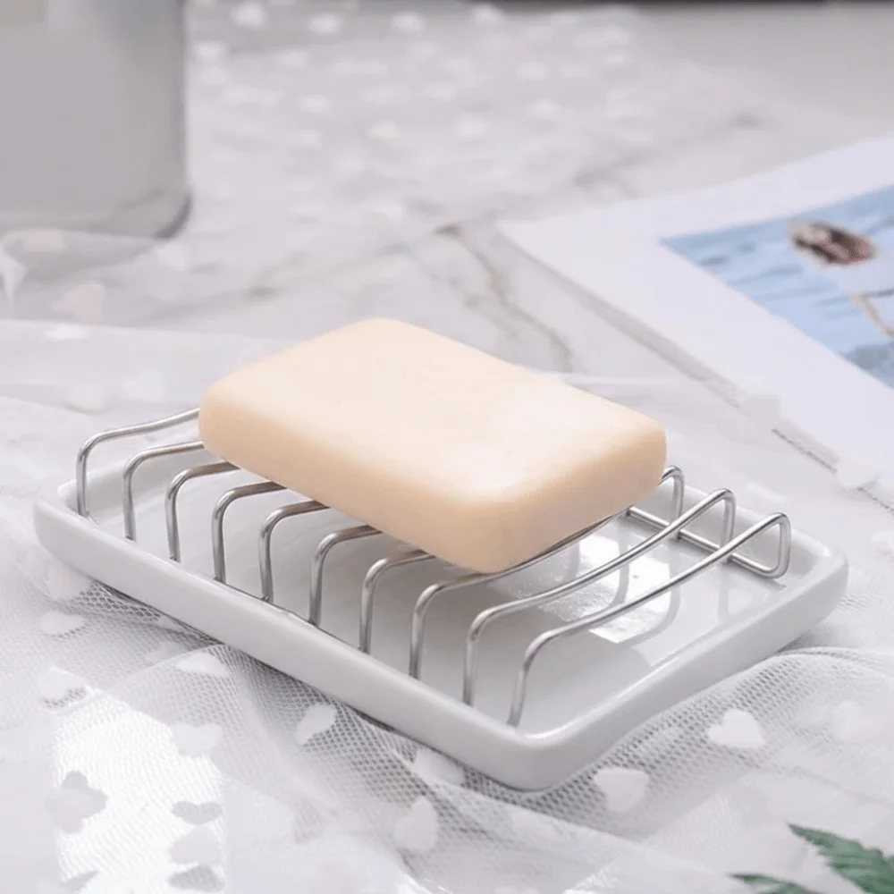 

Простая многофункциональная керамическая мыльница с антикоррозийным покрытием, дренажный контейнер для мыла из нержавеющей стали, прочный дренажный держатель для детских бутылочек