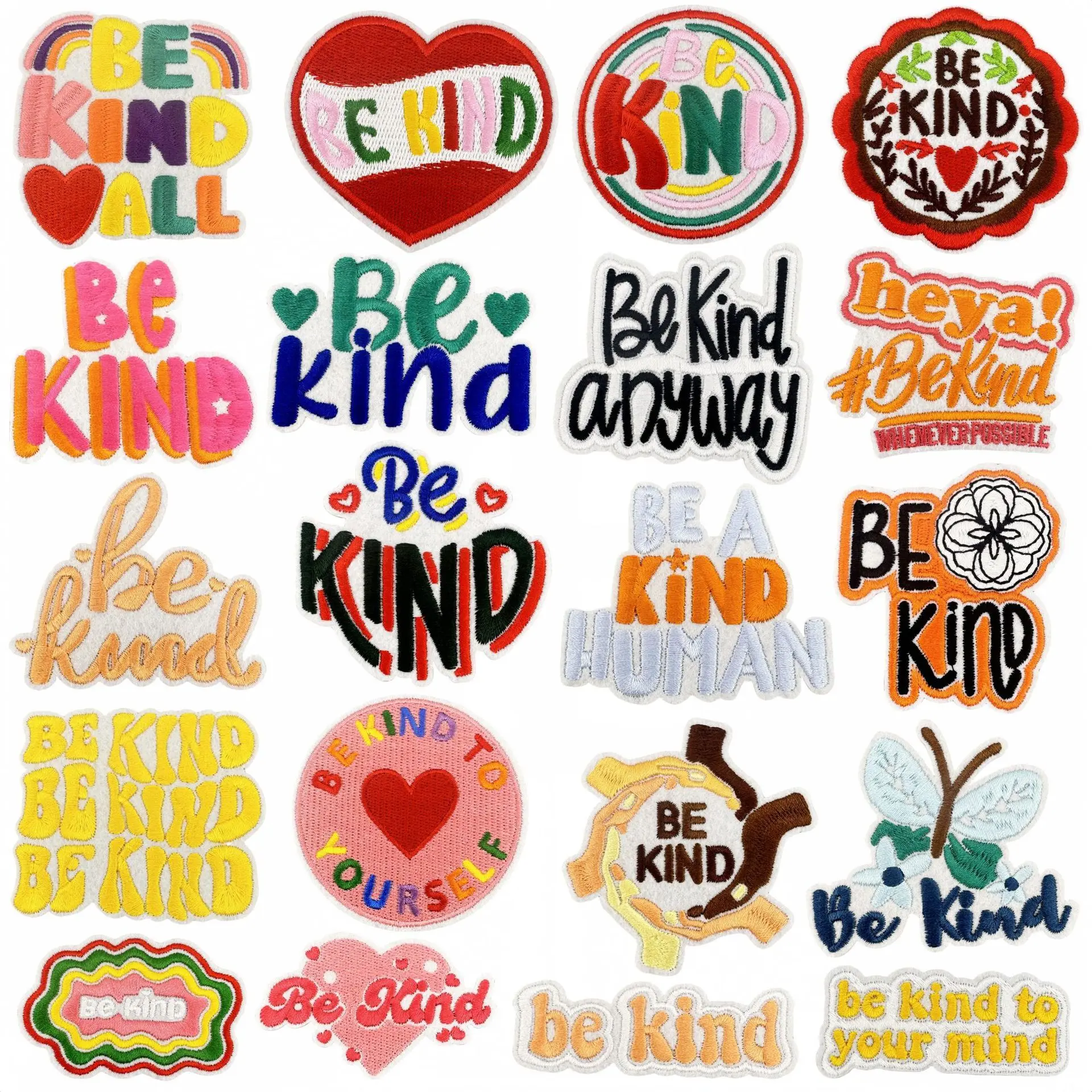 Тематические-вышитые-значки-be-kind-красочные-буквы-креативный-дизайн-текстильная-нашивка-«Доброта»-с-термоклеевым-клеем-для-глажки