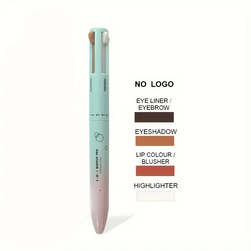 4 in 1 Eyeliner Gel Pen, Black White Red Brown Eyeliner Makeup Pen 4 Color Natural Eyeshadow Highlighter Lip Liner Makeup Pen