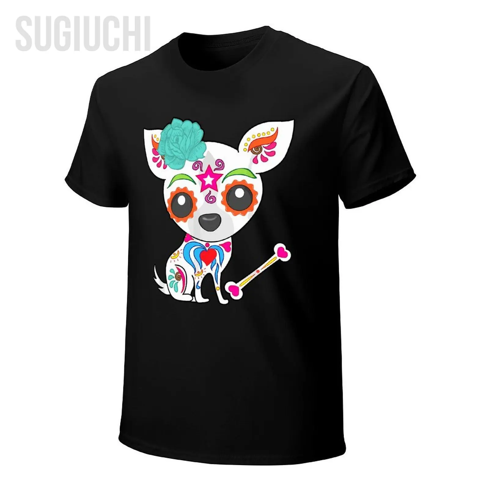 Unisex Men Mexican Sugar Skull Chihuahua Tshirt Tees T Shirts Women Boys 100% Cotton T-Shirt