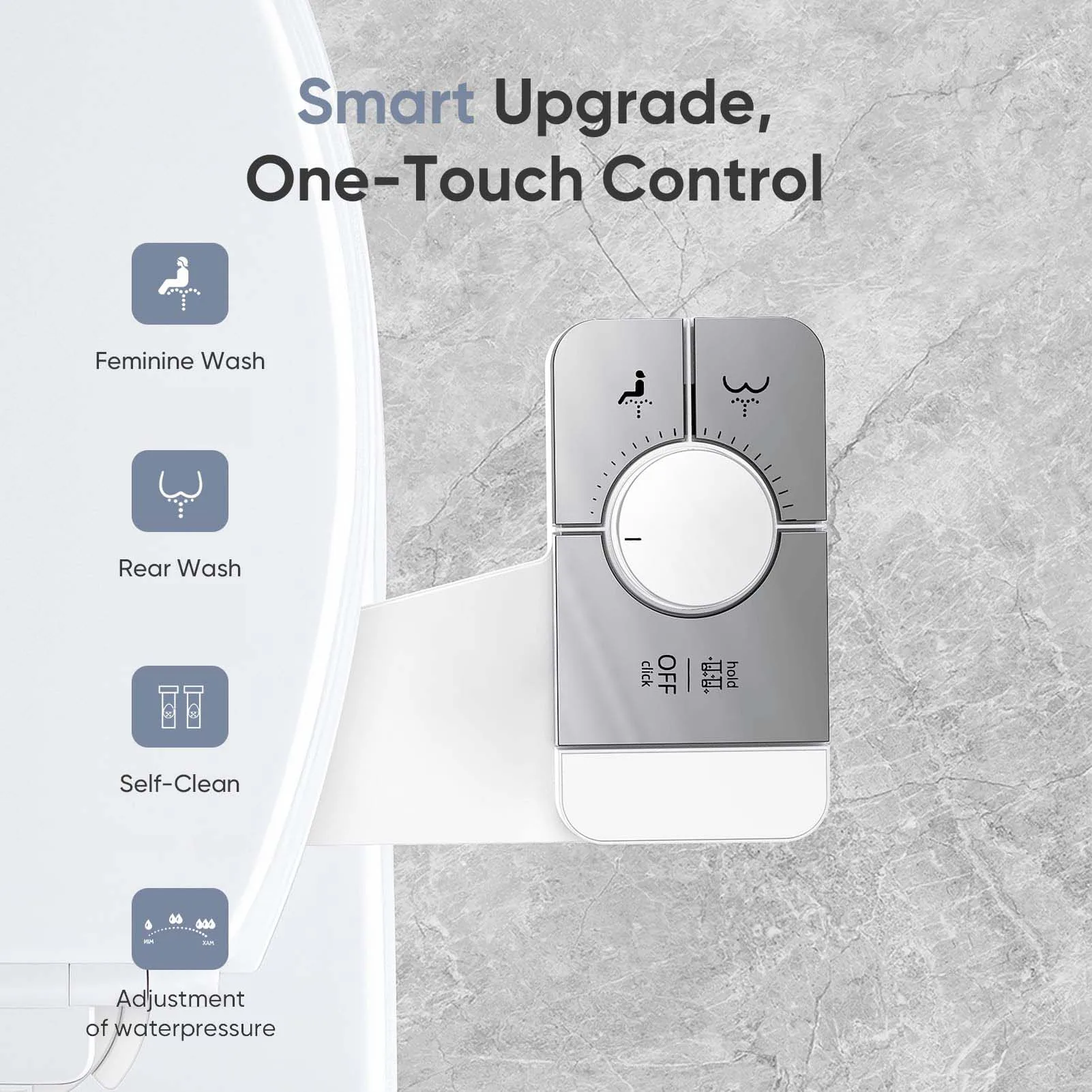 Bidet Attachment for Toilet - Ultra-Slim Self Cleaning Fresh Cold Water Sprayer Bidets for Existing Toilets Seat Baday Beday Badette Bedette with Dual Nozzle for Feminine and Posterior Wash