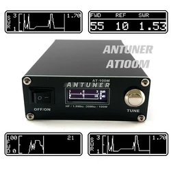 ANTUNER Omnipotent 1.8MHz-30MHz 100W Antenna Tuner Standing Waves Meter Power Meter For HF Radio USDX G1M FT-818 817 IC-705