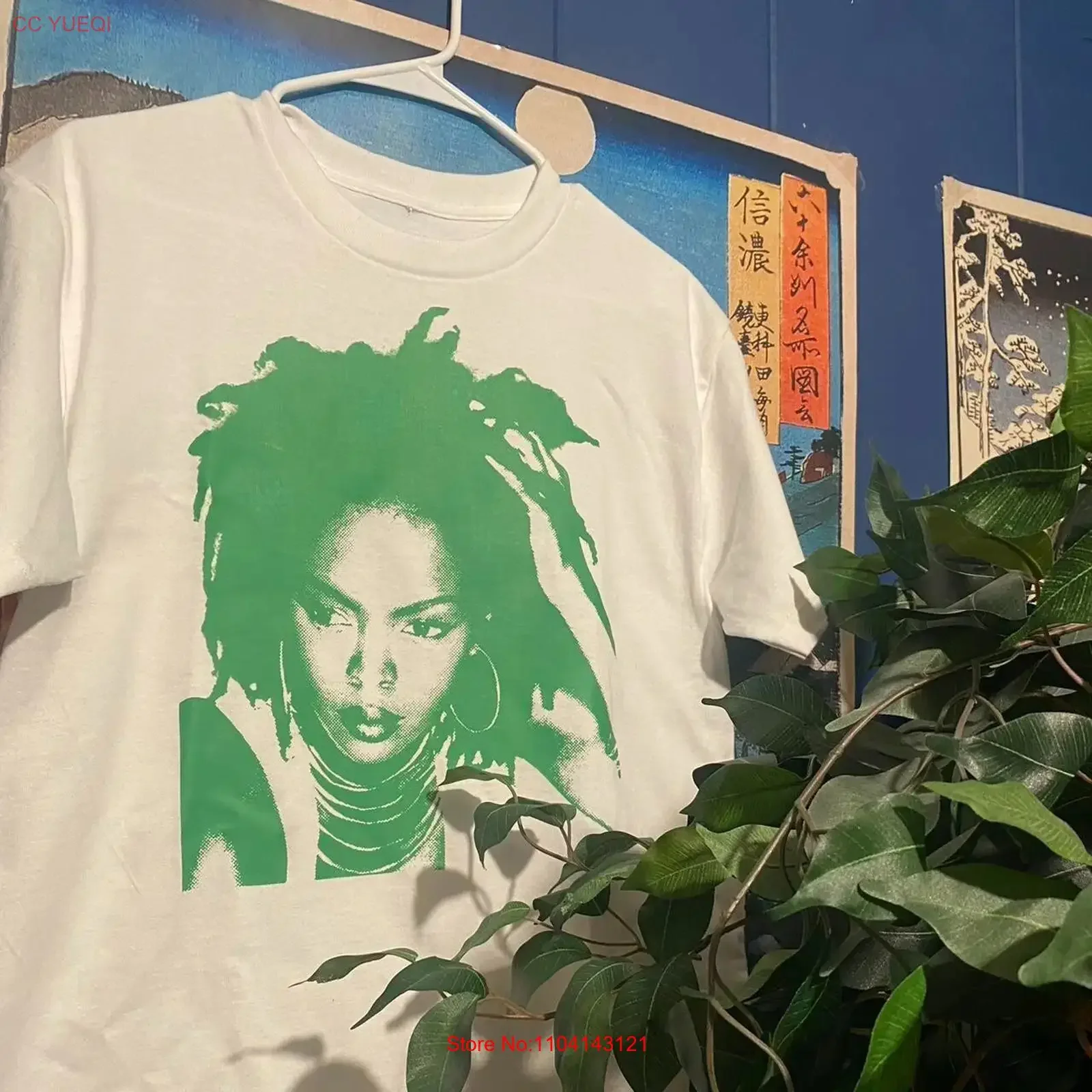Vtg style Lauryn Hill Halftone short sleeve sand color classic shirt KV34180 vintage Washed Breathable Stretched