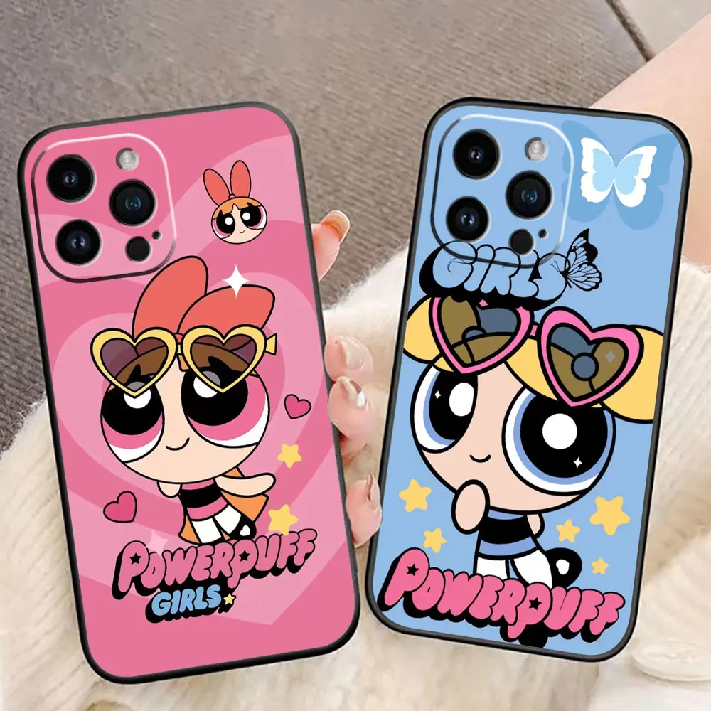 The P-Powerpuff Girls Phone Case For iphone 16 15 14 13 12 11 Pro XS Max Mini X SE 2020 2022 8 7 6 Silicone Case Funda Shell