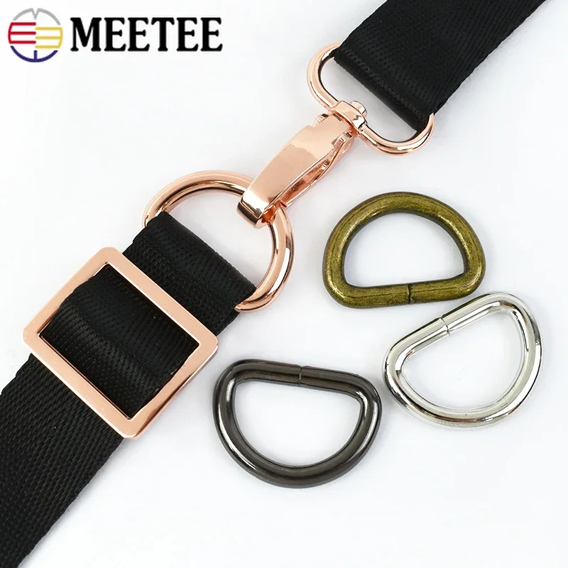 5-50Pcs Meetee 25mm D Rings for Bag Strap Backpack Belt Metal Buckles KeyChain Connect Loop Clasp Dog Collar Hook Accessories