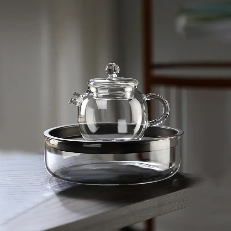 Glass pot bearing Japanese thickened glass dry soaking table round water storage pot tray pot building water to Zen tea set
