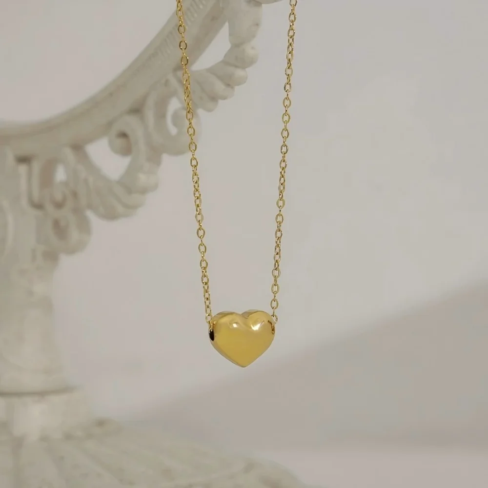 Modische Minimalistische 316L Edelstahl Herzförmige Anhänger-Halskette 18k Vergoldeter Charm-Schmuck Geschenk für Frauen – Detail 3