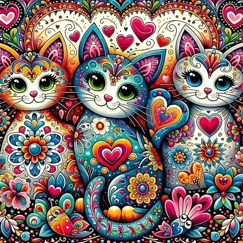 

RUOPOTY Diamond Painting Kits Flowers Cat Full Round Square Diamonds Art Picture Complete Kit Cross Stitch Embroidery Diy Crafts