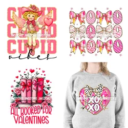 Happy Valentine's Day Western Cupid Vibes Coquette Heart Love Season Iron On DTF Transfer Stickers Ready To Press For Clothing