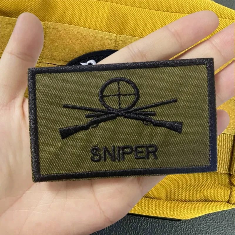 Tactical SNIPER Embroidery Patches Military Israel Sight Gun Morale Badge Combat Applique Backpack Hook&Loop Sticker