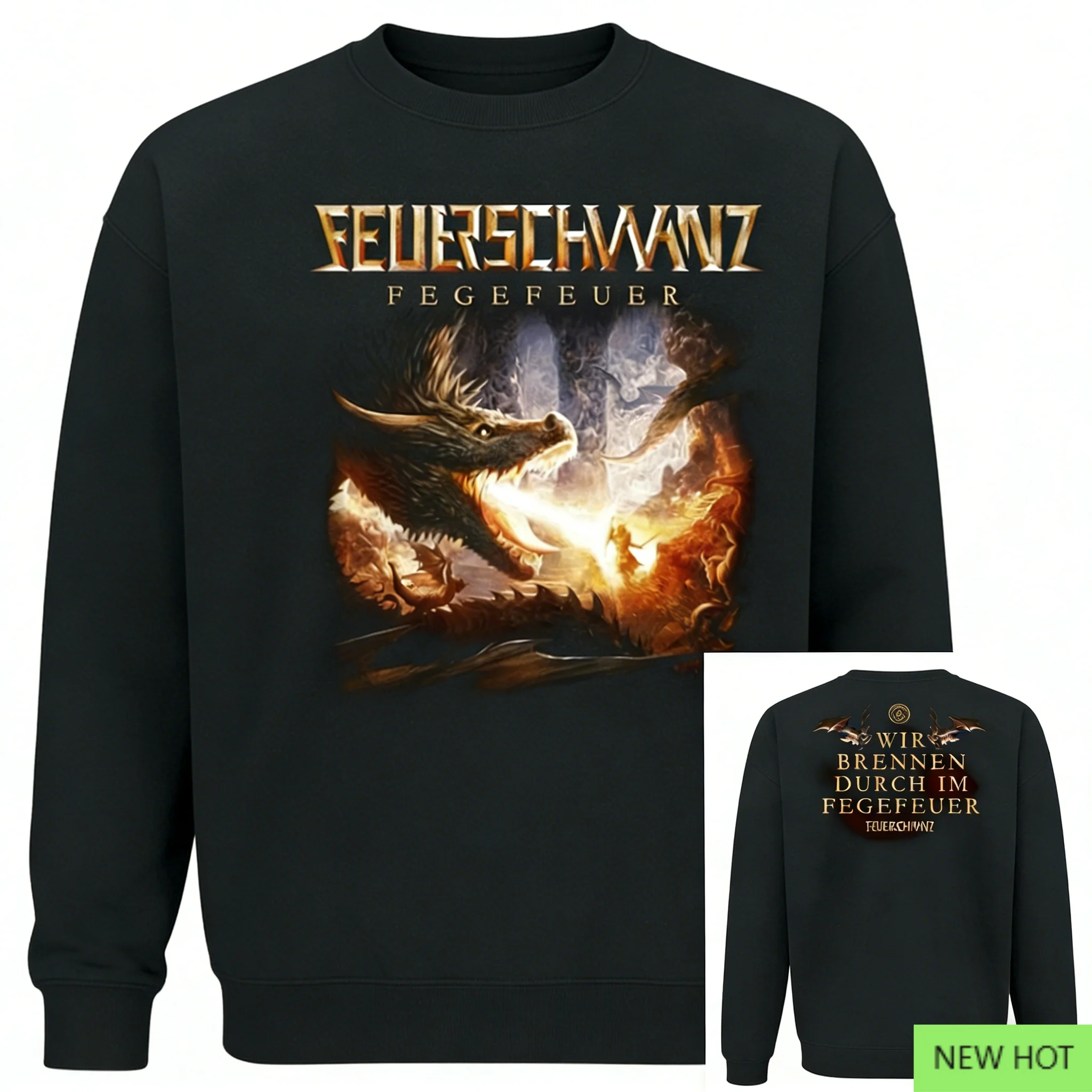 سترة بغطاء للرأس من Feuerschwanz Fegefeuer، سترة معدنية شعبية، مثالية لمحبي المعادن الشعبية الألمانية والملحمية