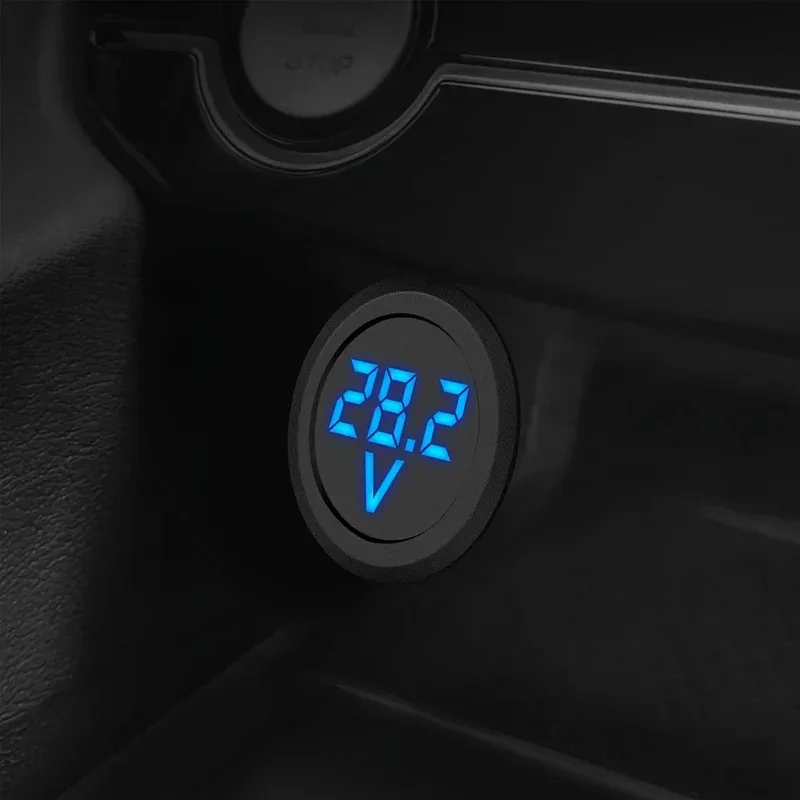 4-100V DC Volt Meter - LED Display Round 2 Wire Voltmeter - DC Digital Voltage Current Meter Volt Detector Tester Monitor Panel