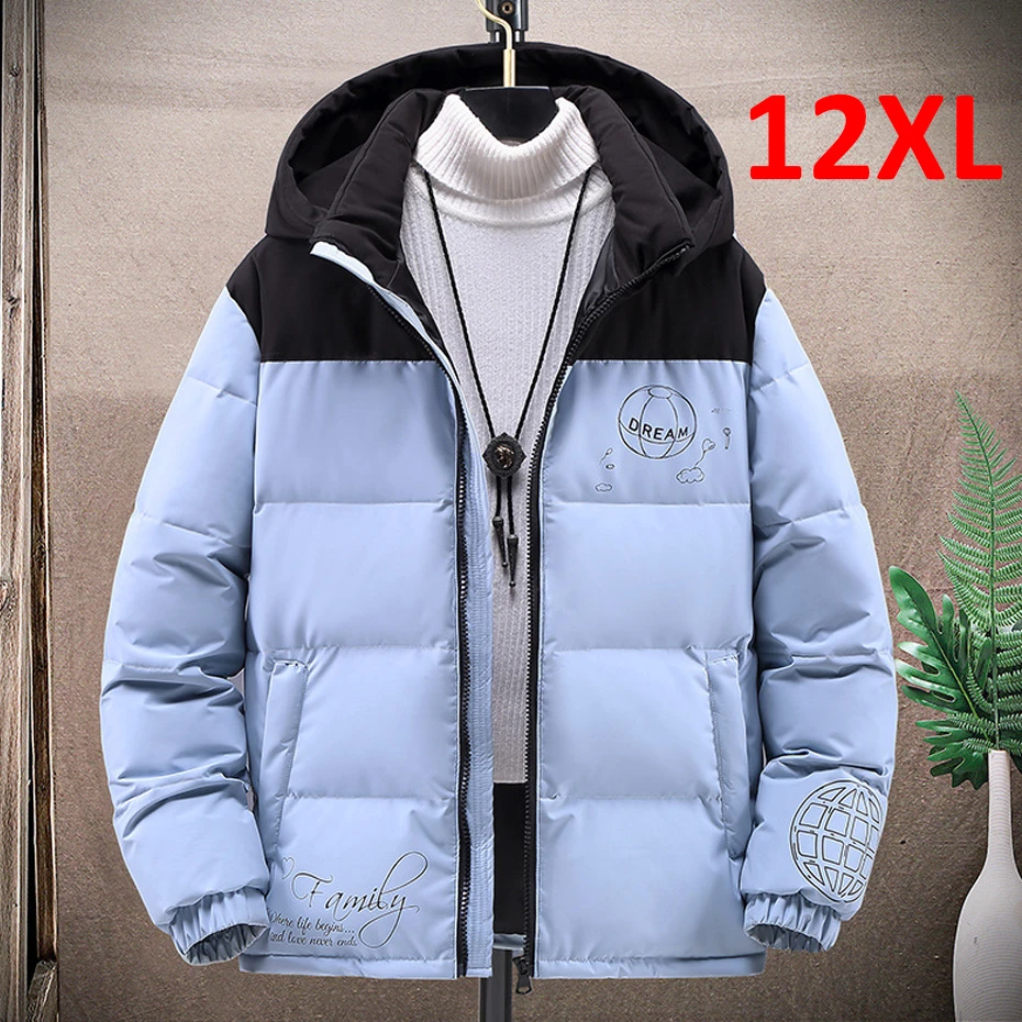 Jaket Bulu Angsa Ukuran Besar 10XL 12XL Jaket Puffer Musim Dingin Pria Mantel Jaket Bulu Tebal Kasual Fashion Tambal Sulam Pria Ukuran Besar 12XL