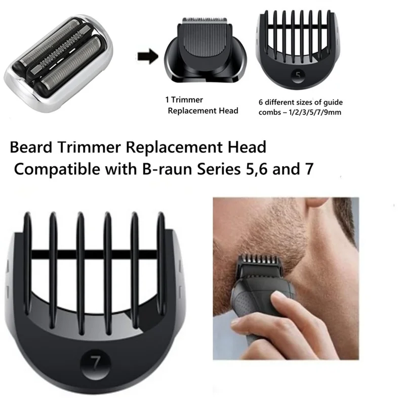 B01C-Replacement Blades Beard Trimmer Head For Braun Series 5, 6, 7 Razors, Models 5018S, 5020S, 6075Cc, 7071Cc, 7075Cc