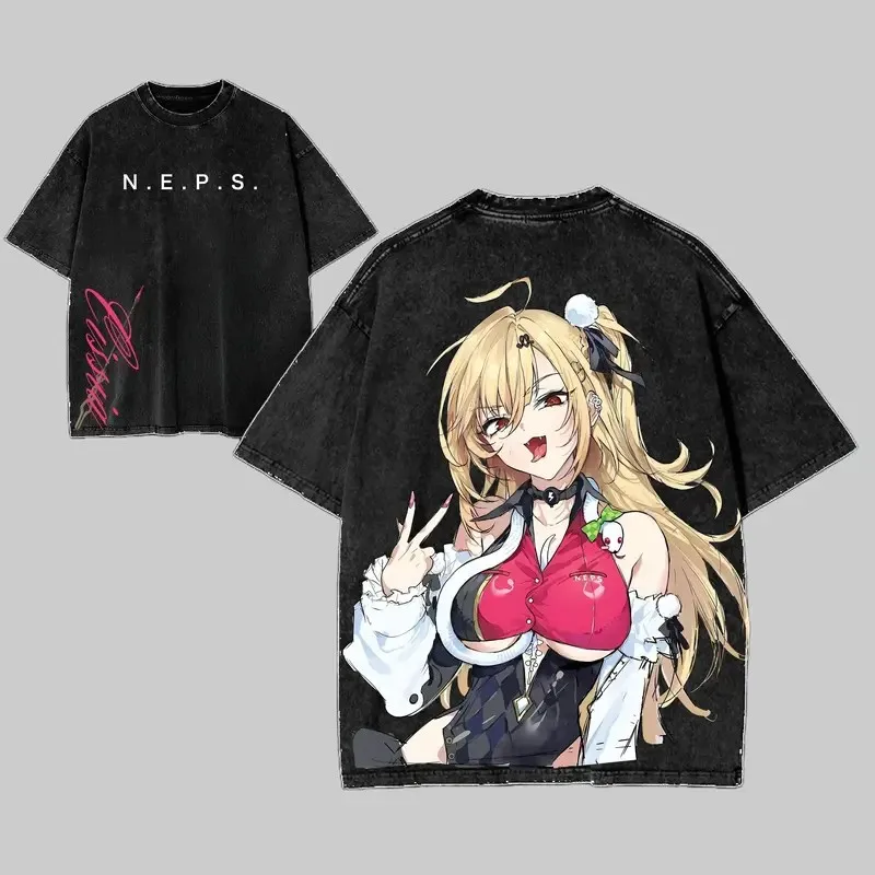 Anime Zenless Zone Zero T-shirt Cissia Vintage Washed Oversized T Shirt Summer Cotton Short Sleeve Tees Clothes Men Clothing