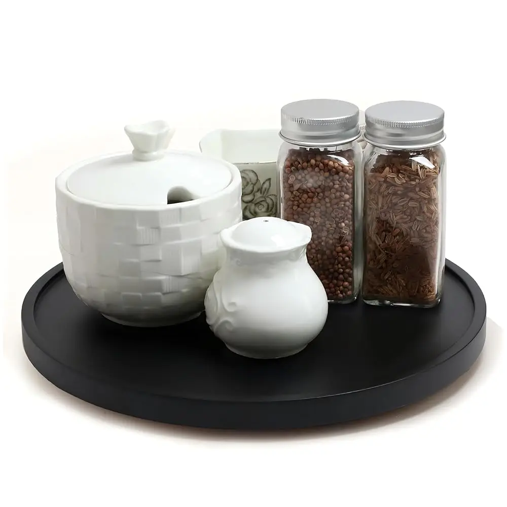 

10-Inch Bla Wood Lazy Susan Organizers, Lazy Susan Turntable For Cabinet, Kitchen Turntable Storage For Table, Countertop,