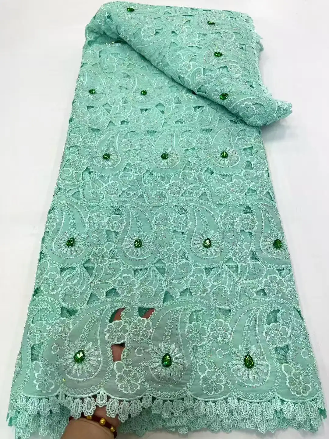 2025년형 고품질 나이지리아 레이스 원단, 아프리카 레이스 원단, 밀크 실크 레이스, 기퓌르 코드 레이스 원단, 파티 드레스 재봉용