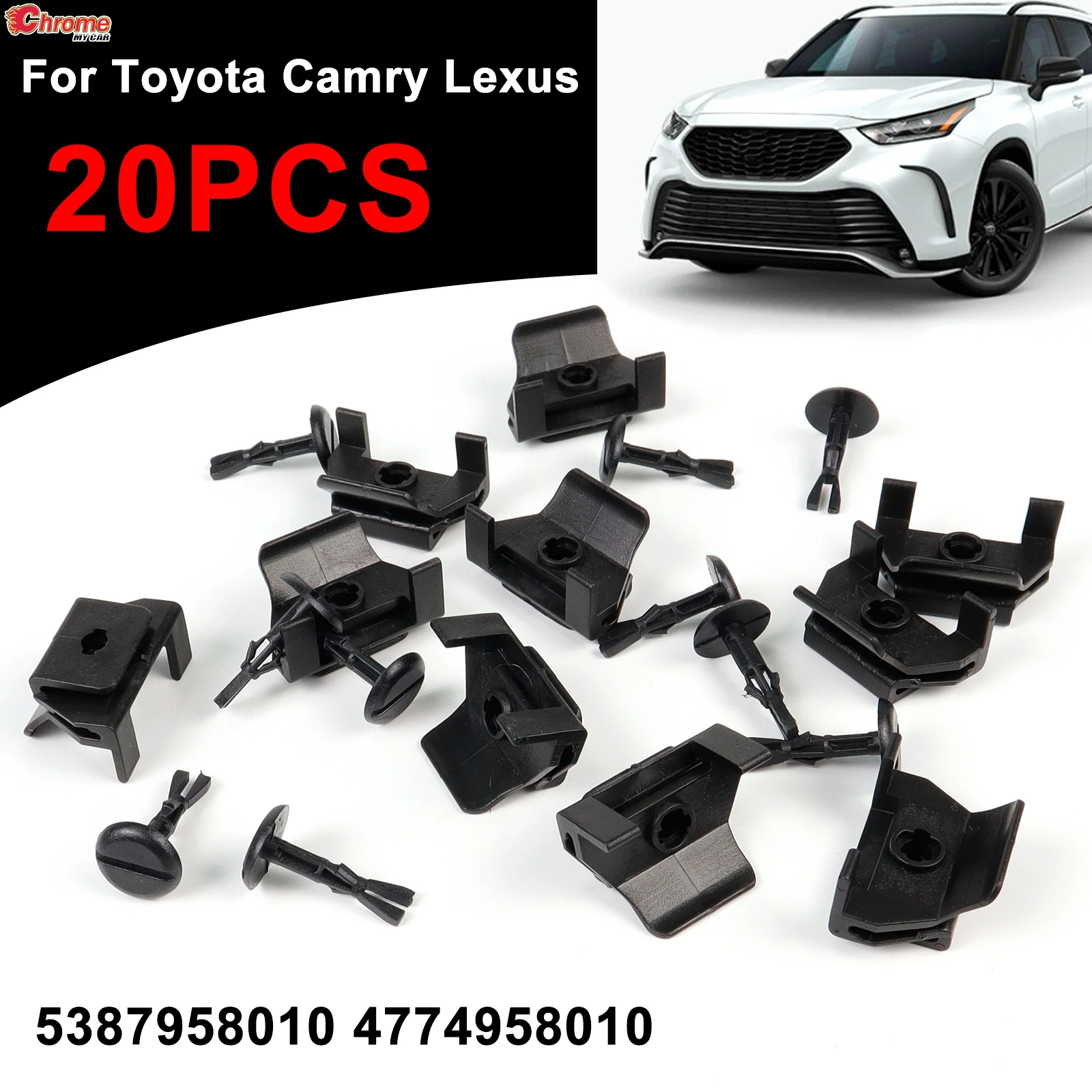 20 Pcs Front Fender Liner Bumper Cover Pin Clips For Toyota 4Runner Corolla Venza Lexus Rivet Mudguard Fastener Clip 47749-58010