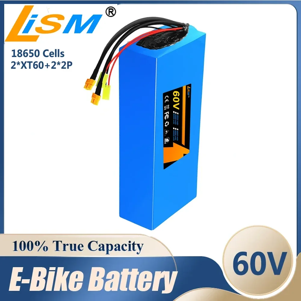 100% true capacity 60V 16S5P 20Ah Lithium ion Battery Battery 60V 1800W Battery Free delivery18650