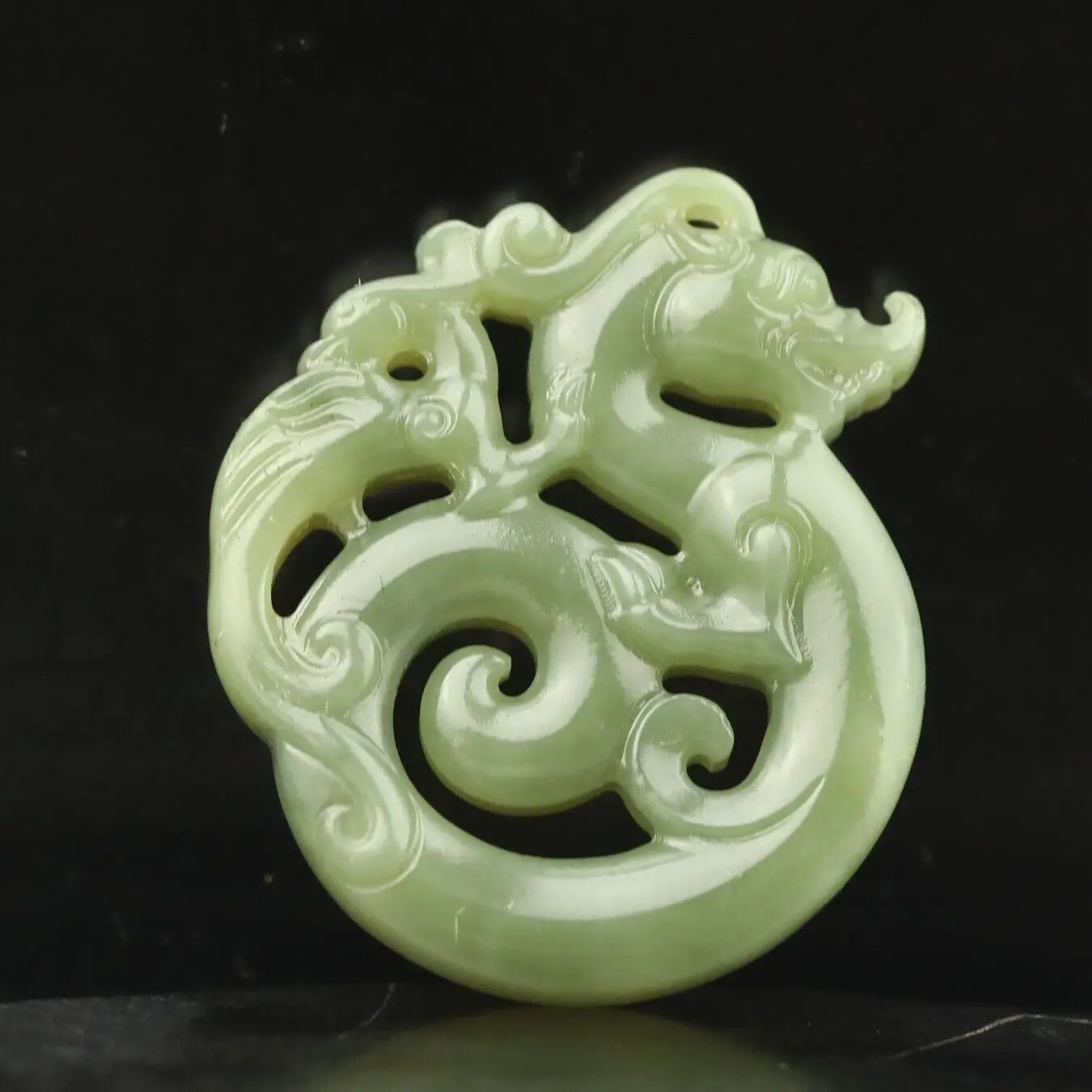 Old China Fine natural hetian jade hand-carved statue of dragon loong statue