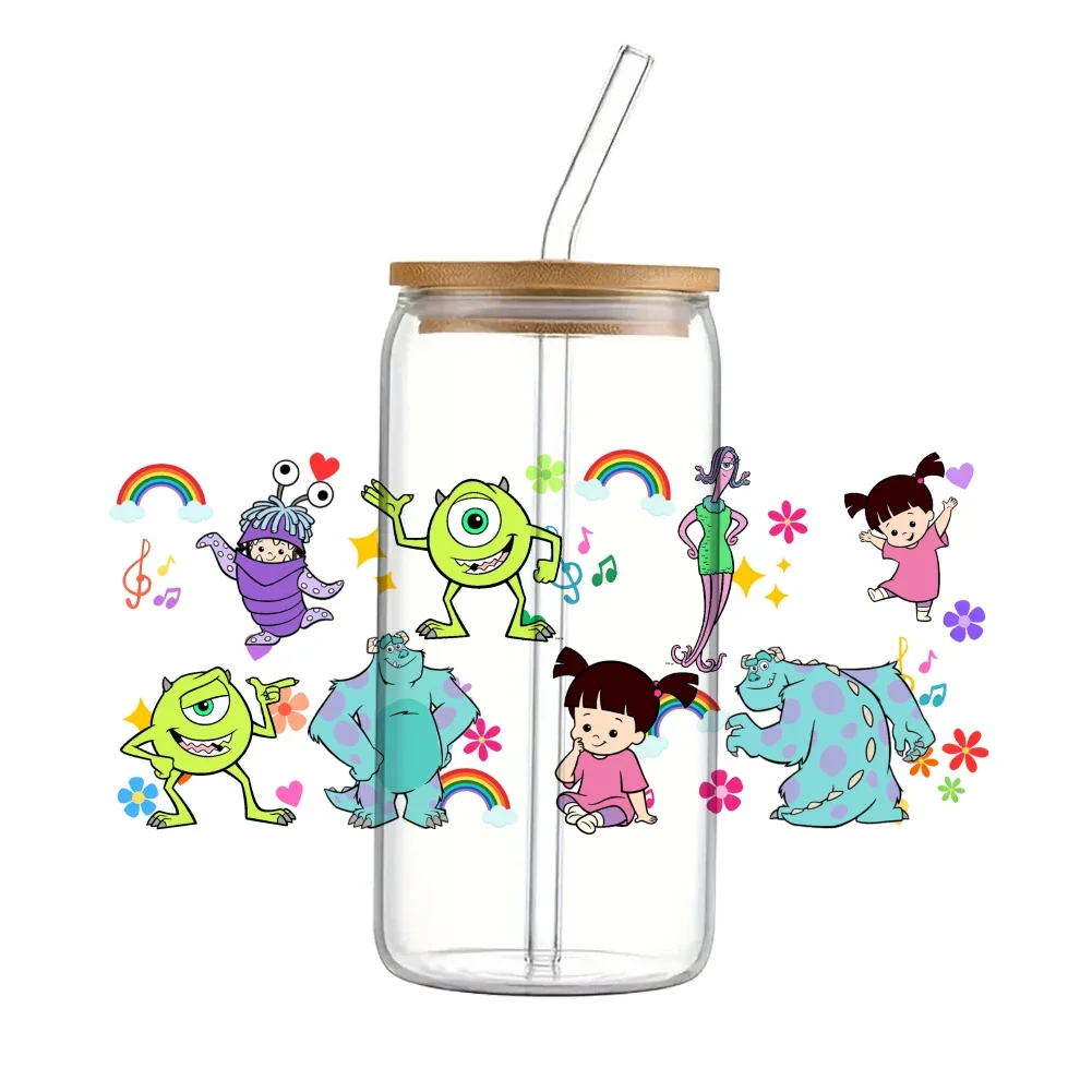 Disney Cartoon Monsters University UV DTF Transfer Sticker Waterproof Transfers Decals For 16oz Glass Cup Wrap Stickers