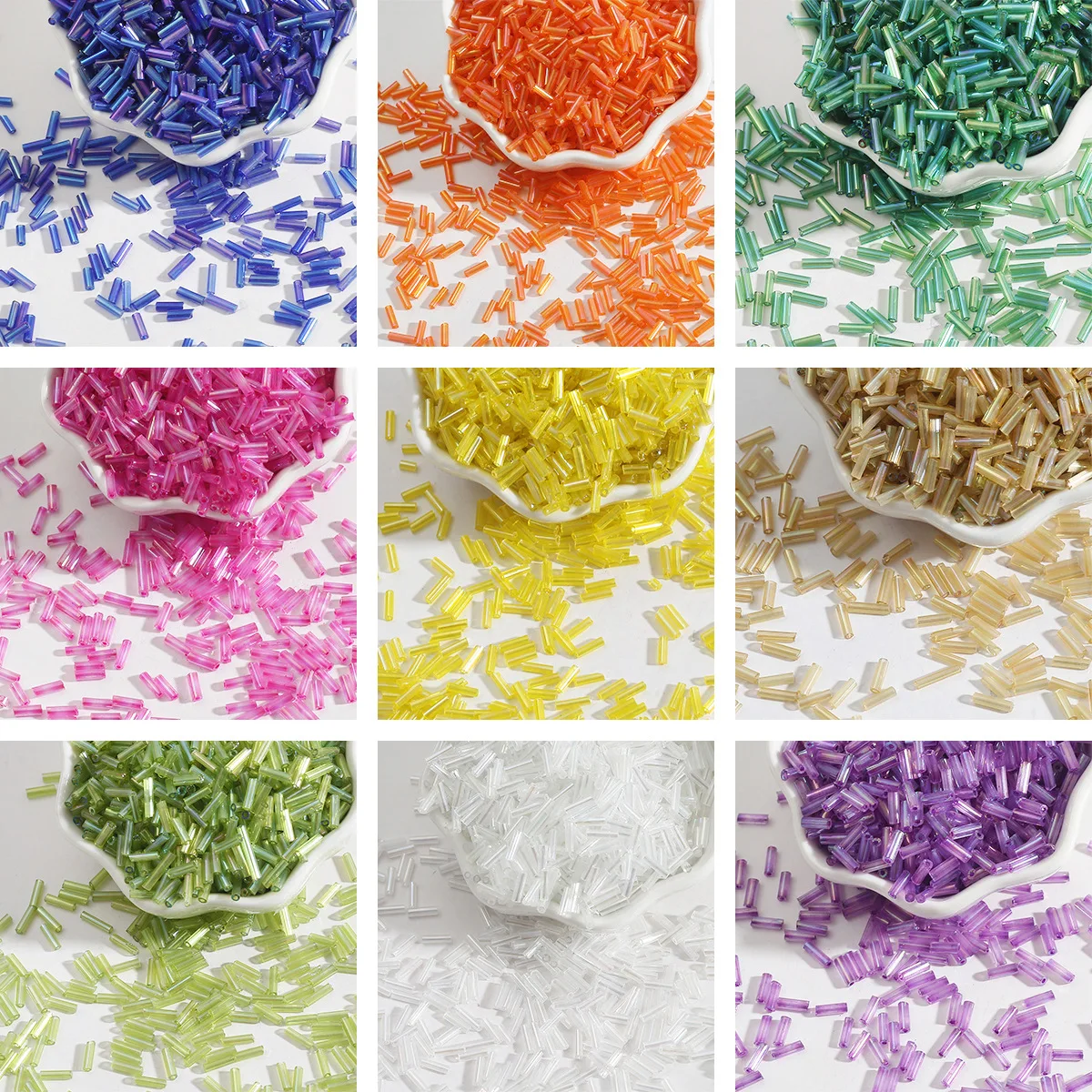 300pcs/lot 2x7mm Austria Crystal Beads Tube Glass Seed Beads For Spacer Jewelry Making Colorful Clothing DIY Accessories