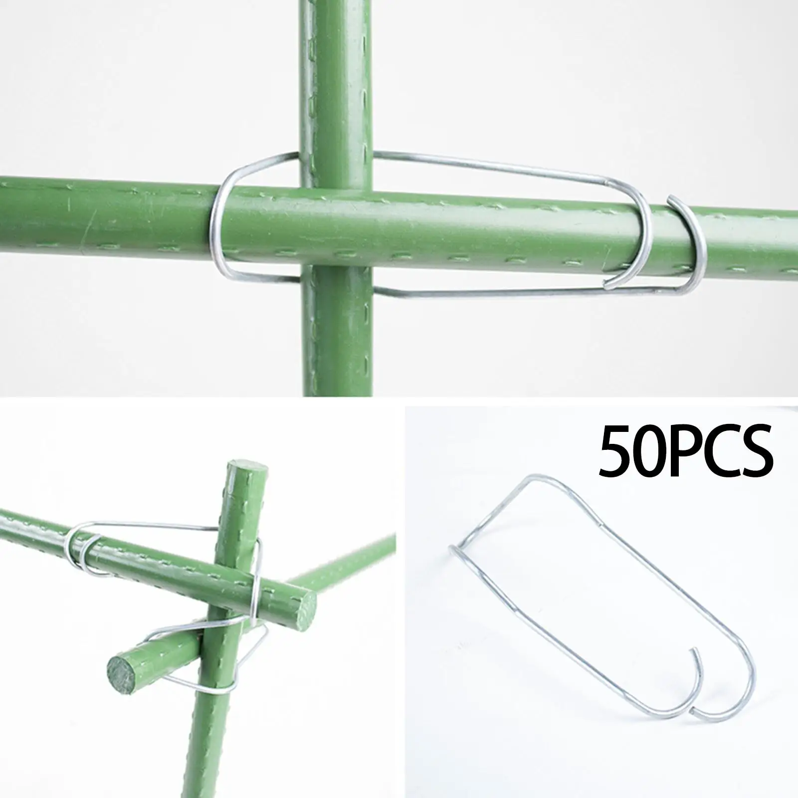 50Pcs Plant Trellis Wire Clip Gardening Pile Durable Reusable Clamp Frame Steel Devices Vines Stakes Clip Cucumber Tomato