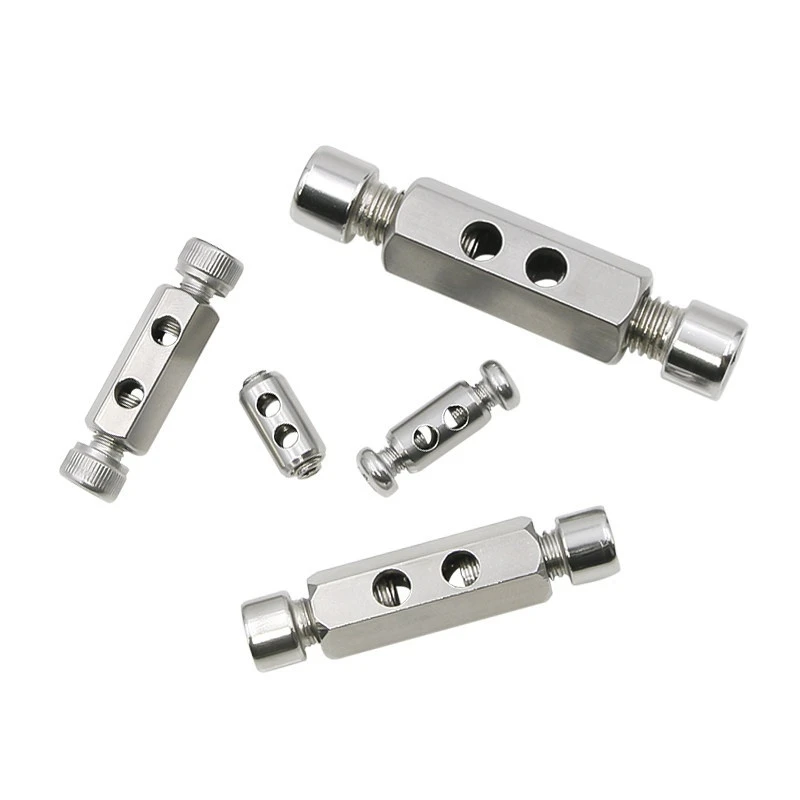 Stainless Steel Lock Buckle Hanging Code Buckle Steel Wire Rope Lock Double Hole Lock Clamp Adjustable Tightening