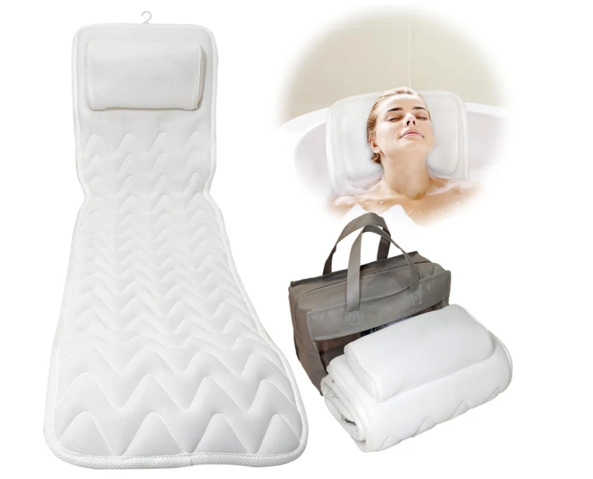 Full Body Bath Pillow - non-slip and super thick, head, neck, shoulder and back support soft bath pillow headrest