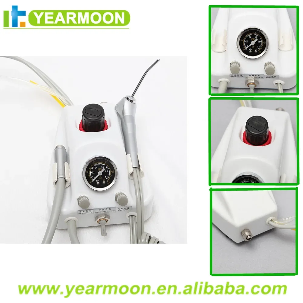 Dental portable compressor air MINI turbine unit with three way syri nge 2 and 4 holes system