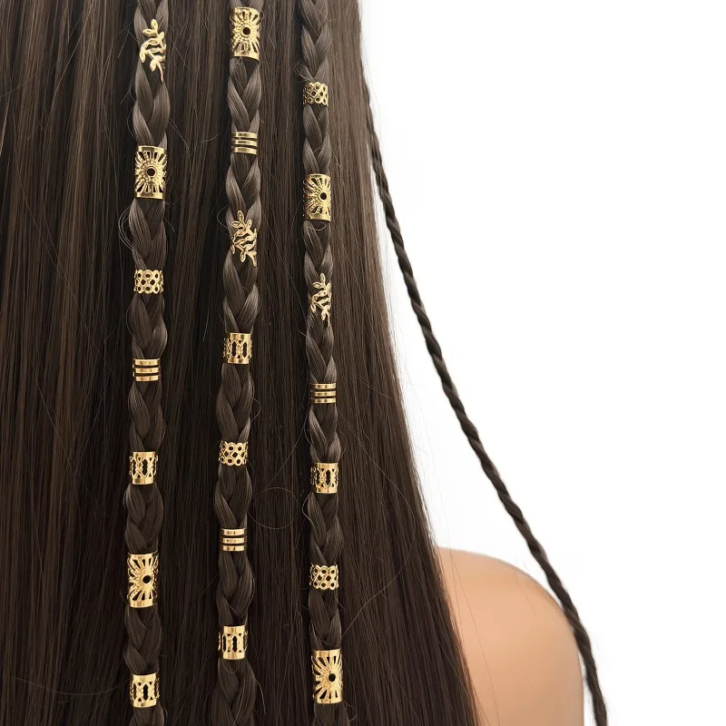 

Gold Hair Rings 50Pcs Bohemian Style Metal Hoops for Woman Boho Braids Non Slip Lightweight High Quality Daily Hair Accessories