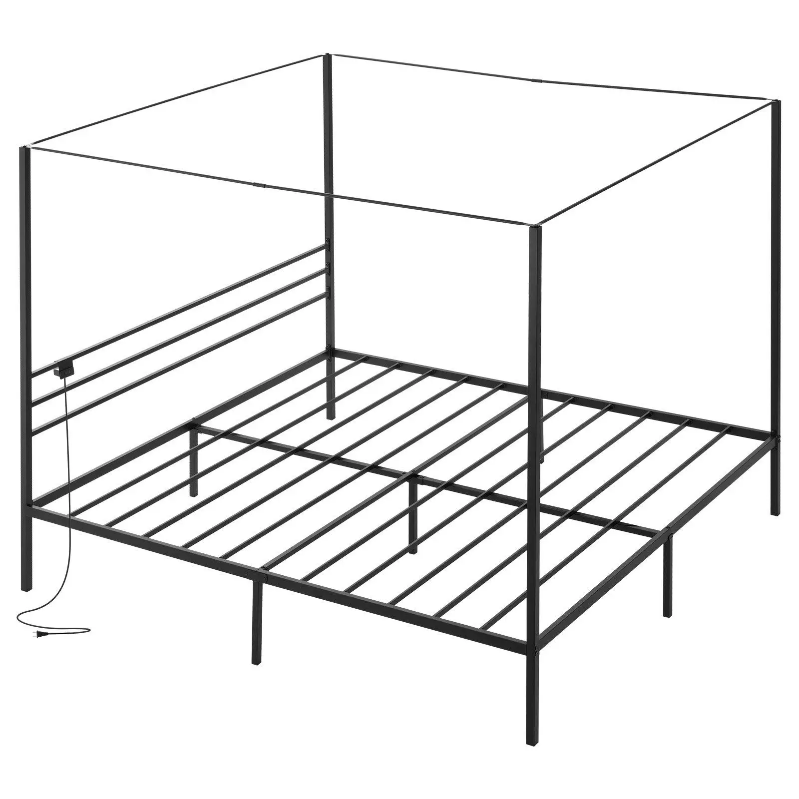 

King Size Metal Canopy Bed Frame with Charging Station & Four Posters Kids' Beds Product