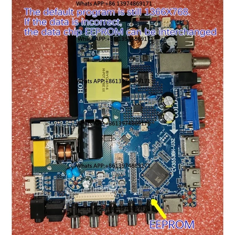 CV3553BH-U32   Three in one TV motherboard, physical photo, tested   2 screen cable specifications, check the interface