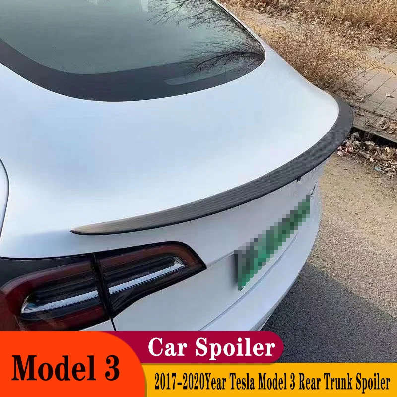 Rear Trunk Spoiler For Tesla Model 3 2017-2020-2021 Year Trunk Spoiler Lip Carbon Fiber ABS Wing Spoiler Car Decorat Accessories