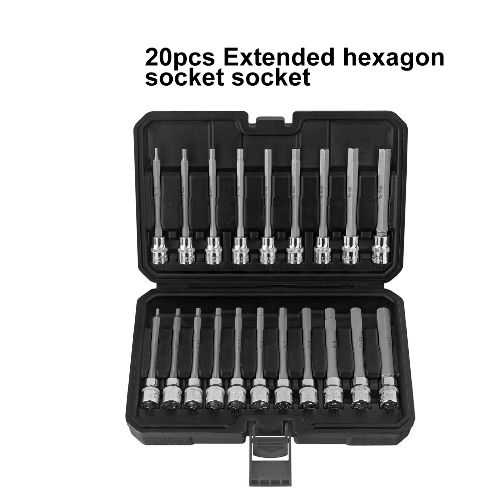 

20PCS Socket Socket Set, Extended Metric And Imperial Screwdrivers Internal Hexagonal And Internal hexagon Wrenches