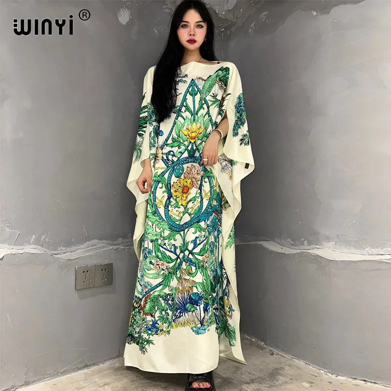 WINYI high quality beach dress Summer Print Elegant africa clothing beach outfits for women evening dress party muslim dress