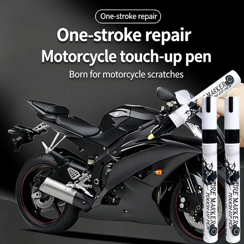 2pcs Motorcycle Repair Marker White Black & Graffiti Pen for Bike , Car, Tires, Rims, DIY Marker for Wheel & Plastic for Rubber