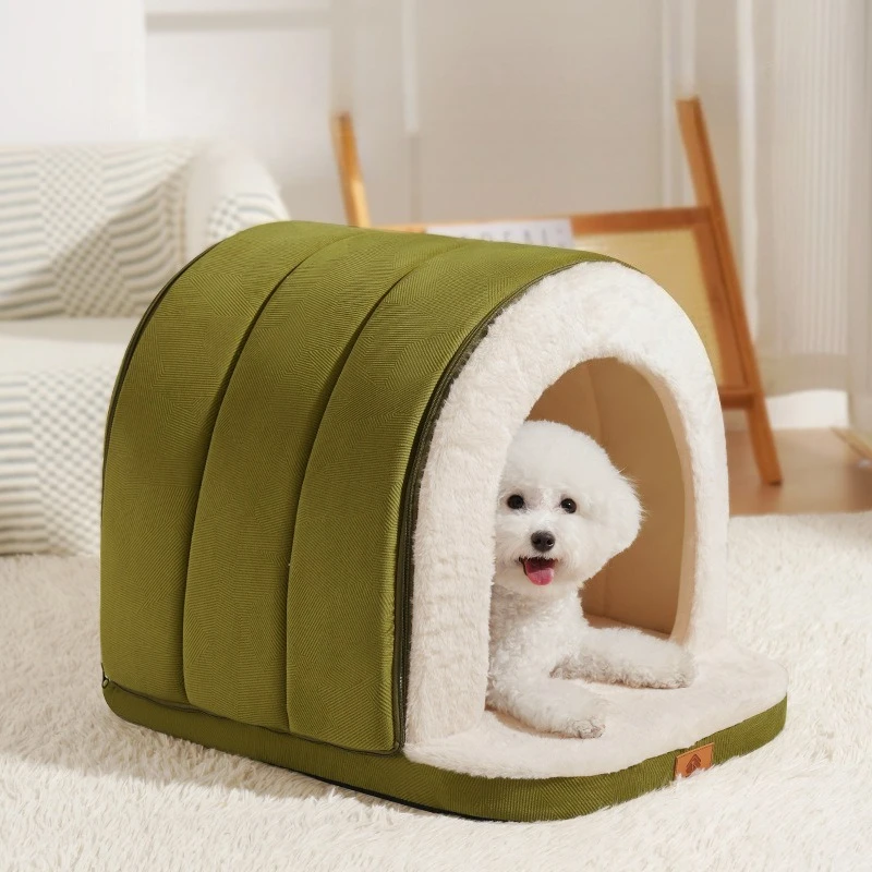 

Spacious Large Space Winter Keep Warm Dog Kennel Soft Little Rabbit Fur Three Sided Surround Stable Dog Bed Dog Accessories